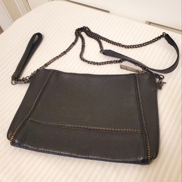 Botkier Black Pebble Grain Leather Clutch/Crossbody, Versatile - Picture 2 of 7